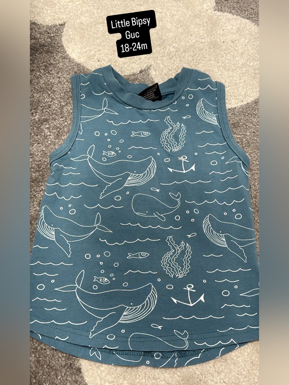 Little Bipsy Teal Whale Print Tank Top